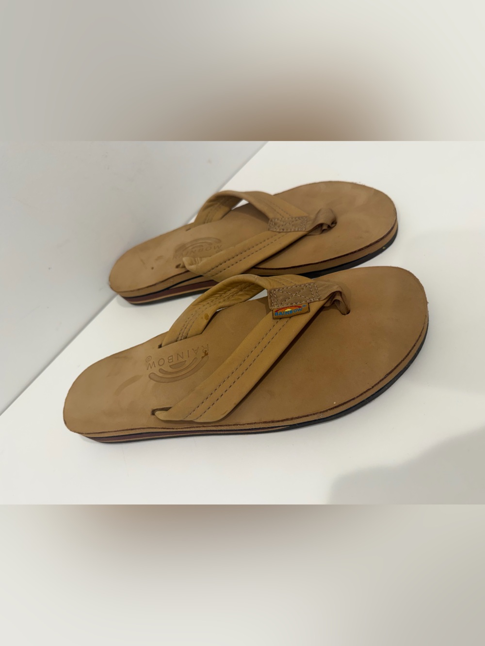 Women’s Rainbow Tan Leather Sandals Size 9.5-10.5
